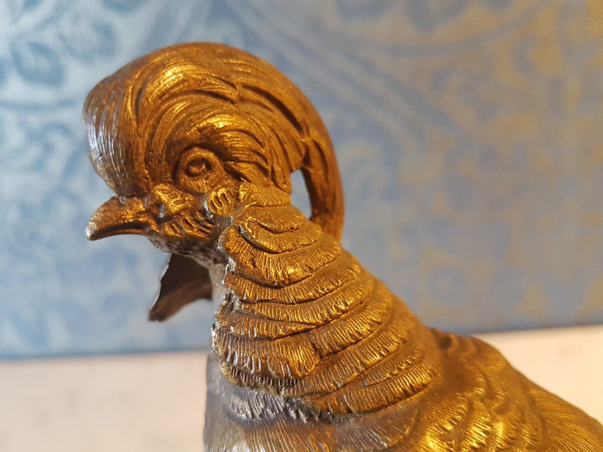 Faisan En Bronze. Signe' :  Delabrie're.-photo-3
