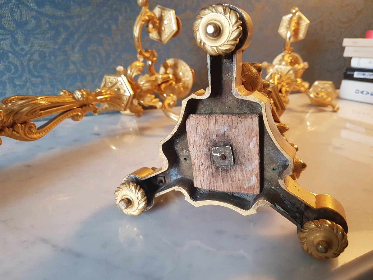 Pair Of Louis Philippe Candelabras In Gilt Bronze-photo-2