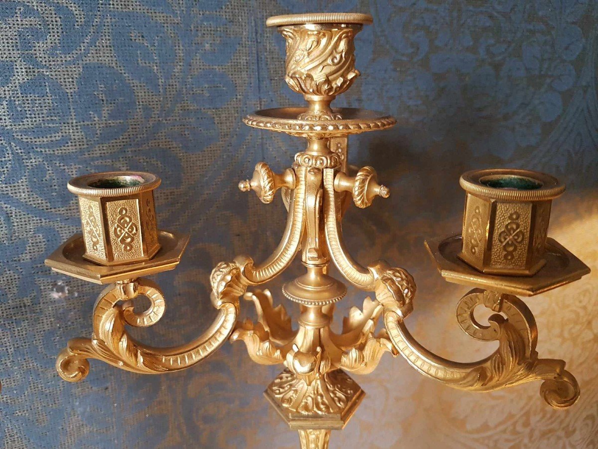 Pair Of Louis Philippe Candelabras In Gilt Bronze-photo-4