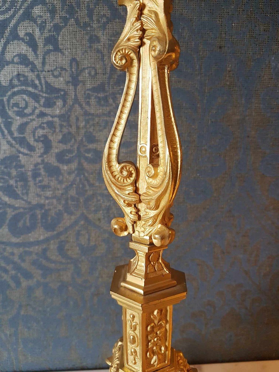 Paire Candelabres Louis Philippe En Bronze Doré-photo-4
