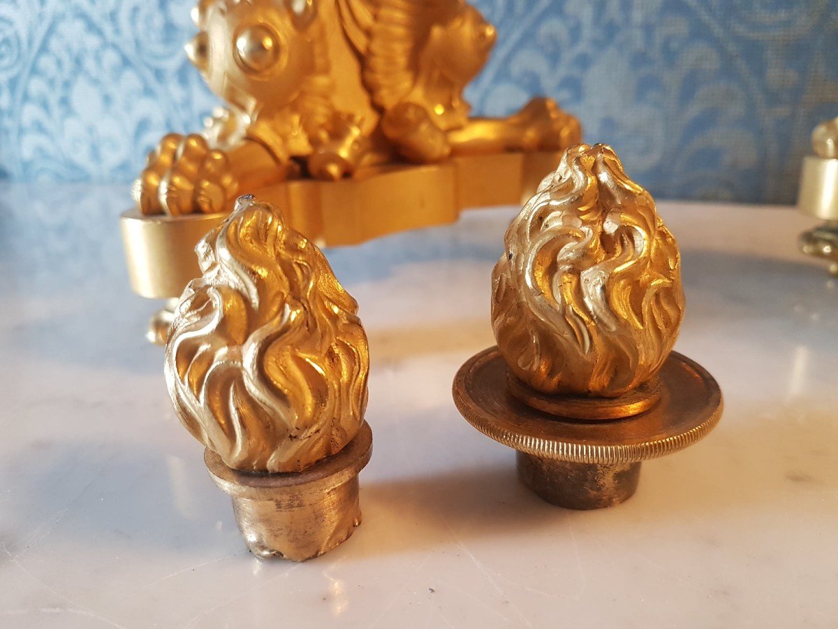 Pair Of Louis Philippe Candelabras In Gilt Bronze-photo-5