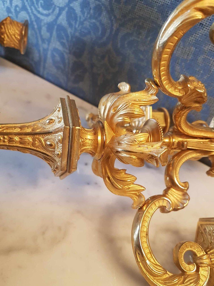 Pair Of Louis Philippe Candelabras In Gilt Bronze-photo-8