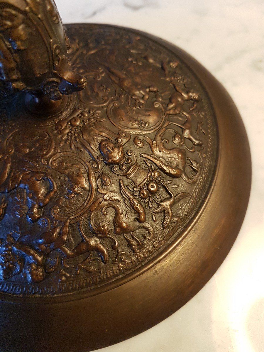 Pair Tazza's In Bronze With Red Marble.napoleon Lll. Barbedienne..-photo-3