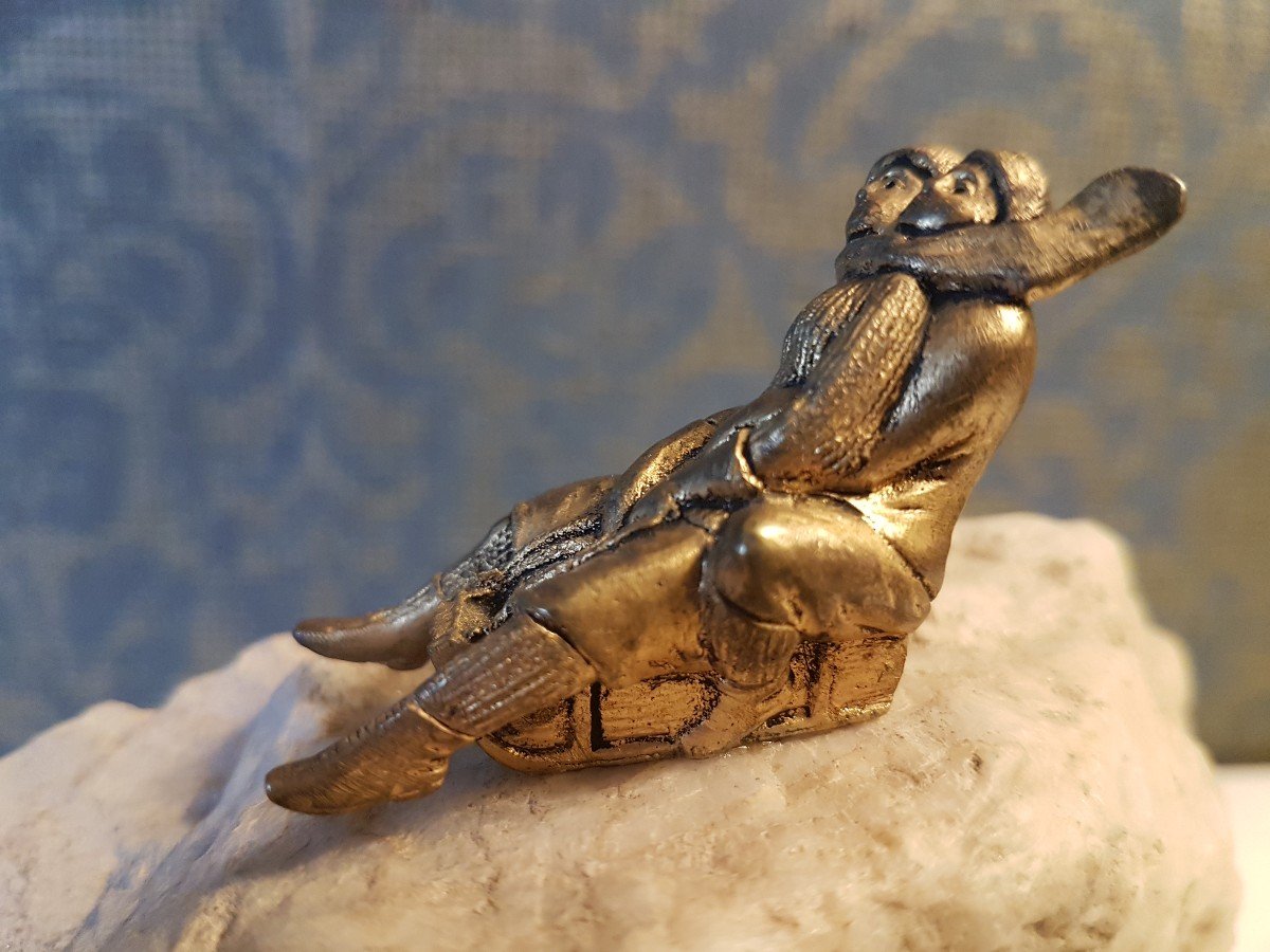 Vienna Bronze, Deux  Personnes Sur Un Traineau. -photo-2