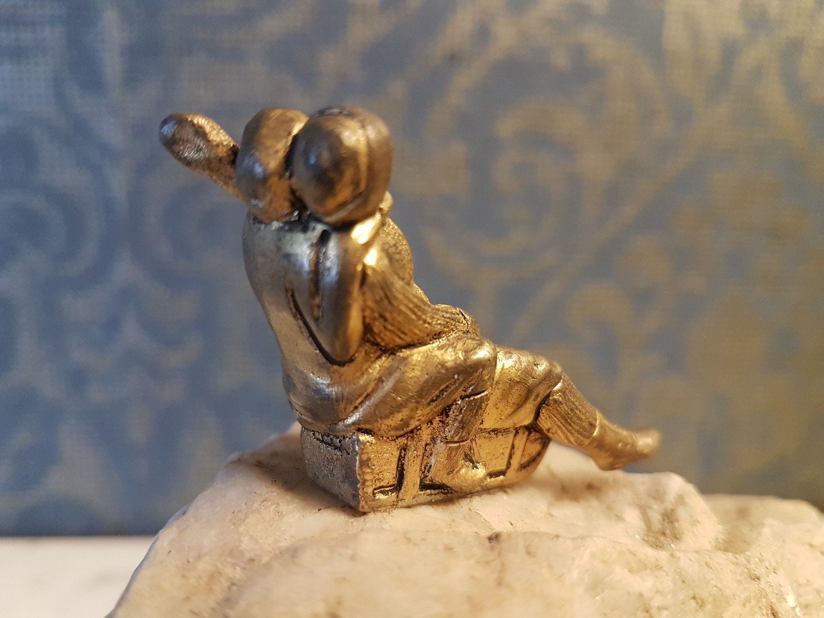 Vienna Bronze, Deux  Personnes Sur Un Traineau. -photo-1