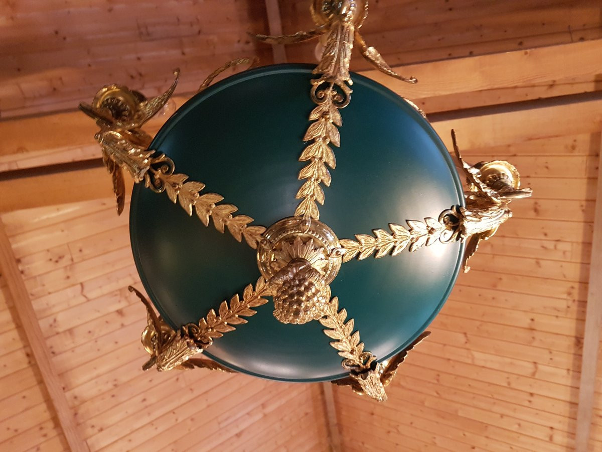 Empire Bronze Chandelier With Swans. Nap Lll. -photo-4