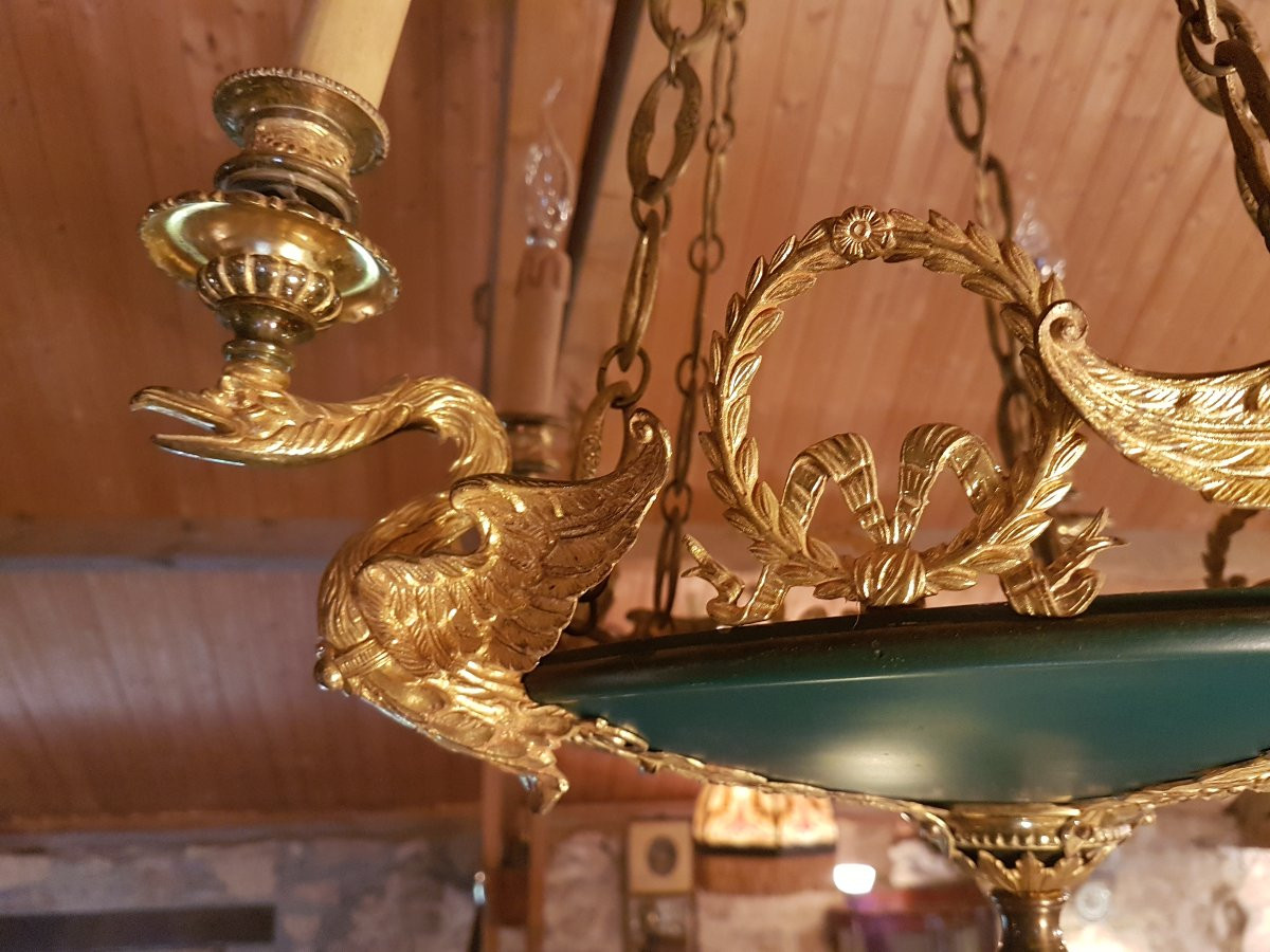 Empire Bronze Chandelier With Swans. Nap Lll. -photo-5