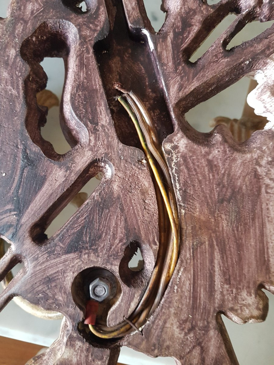 Pair Of Electrified Wooden Wall Chandeliers. Late 19th Century. -photo-2