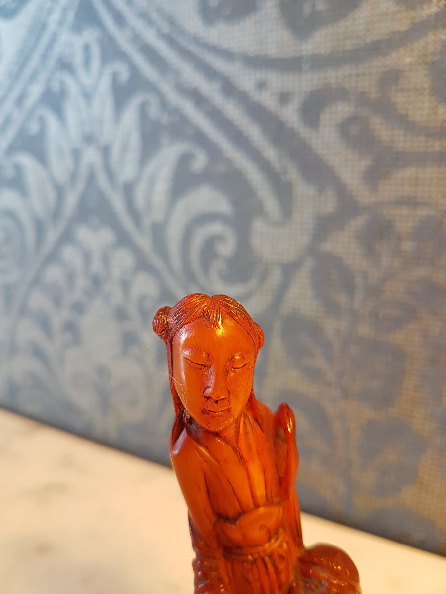 Sculpture Chinois En Corne. 19eme -photo-1