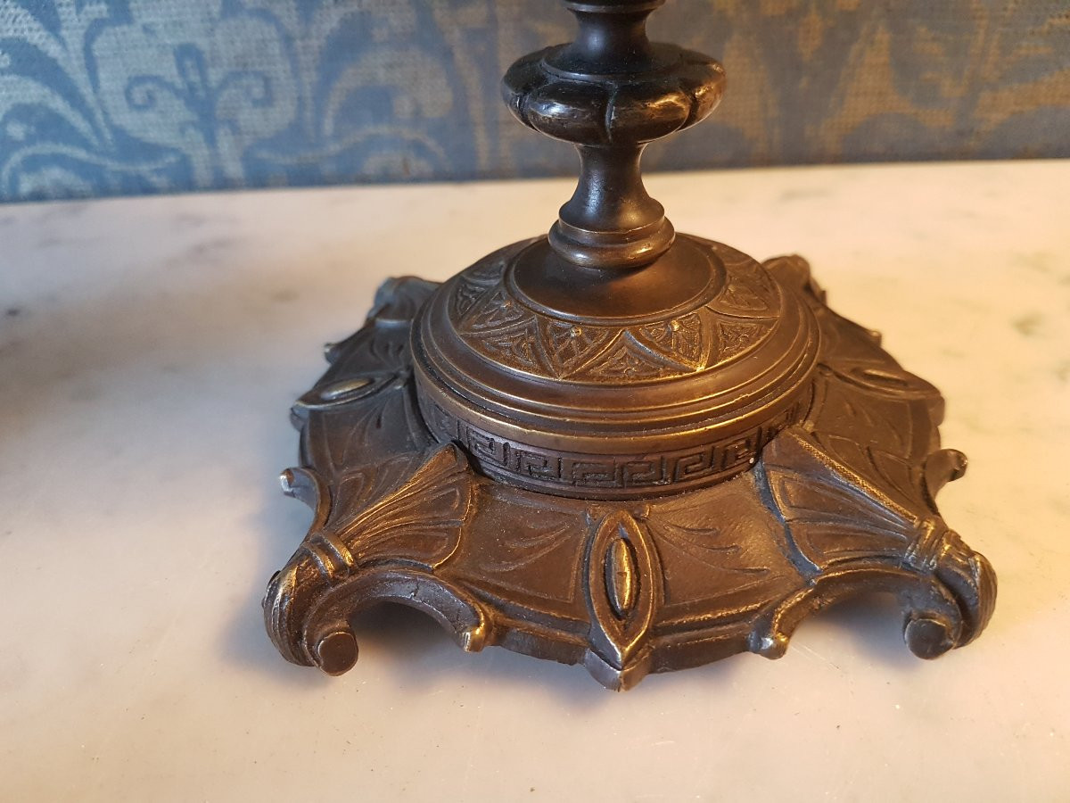 Paire Cassolettes  En Bronze. Style Barbedienne.  19eme. -photo-3