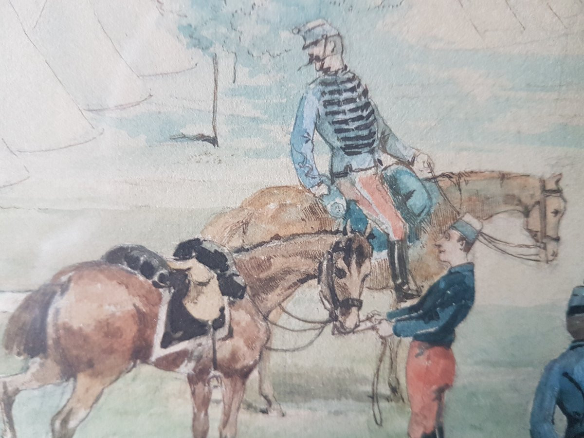Aquarelle militaire signe' - Job.( Job  J- M.  1858- 1931.)-photo-4