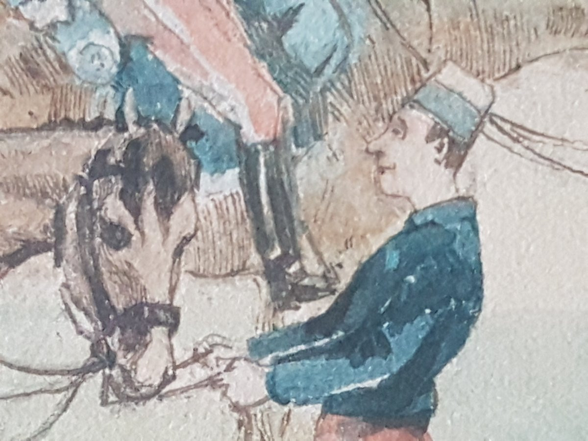Aquarelle militaire signe' - Job.( Job  J- M.  1858- 1931.)-photo-3