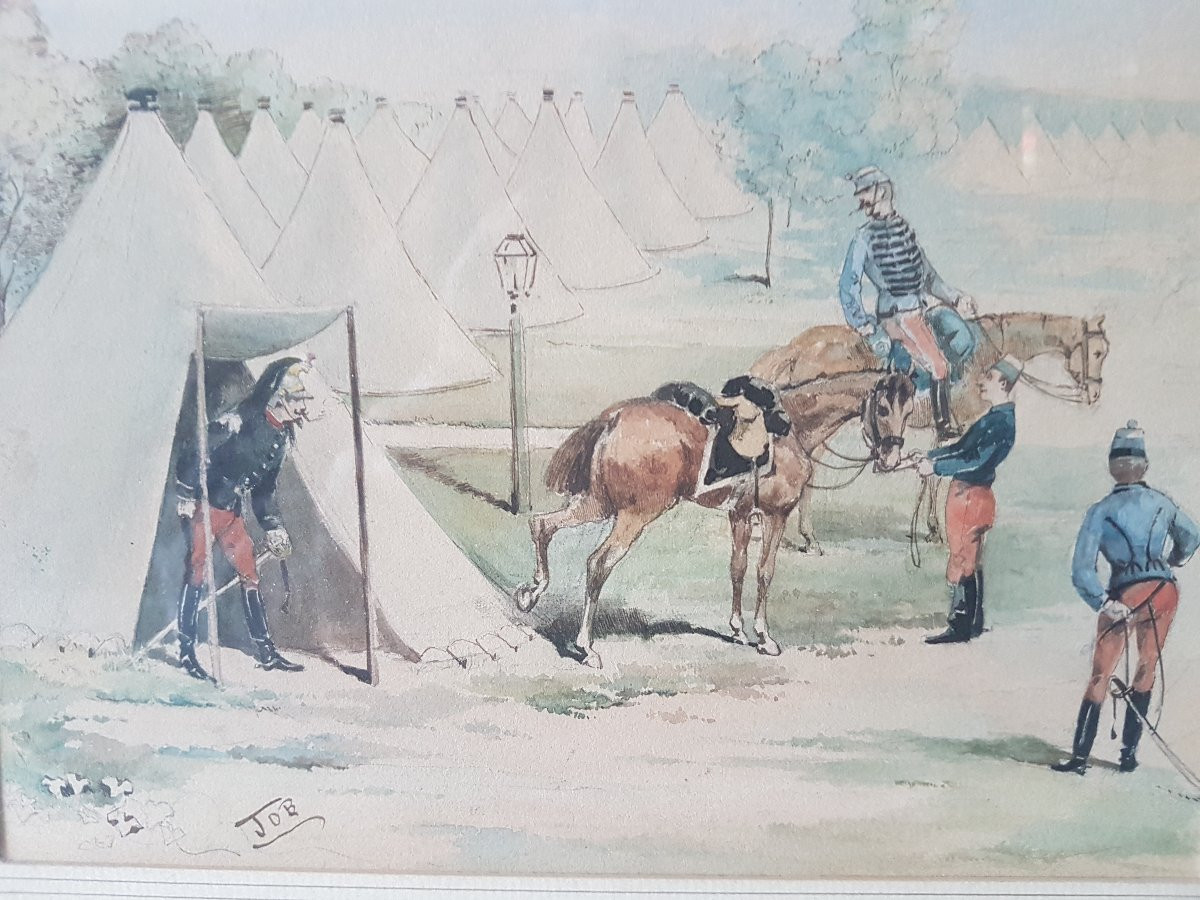 Aquarelle militaire signe' - Job.( Job  J- M.  1858- 1931.)-photo-4