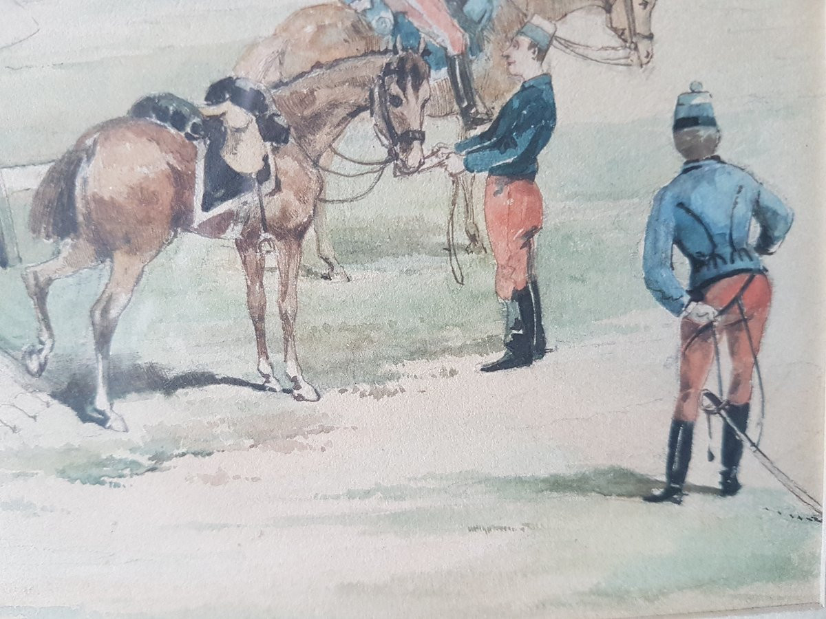 Aquarelle militaire signe' - Job.( Job  J- M.  1858- 1931.)-photo-6