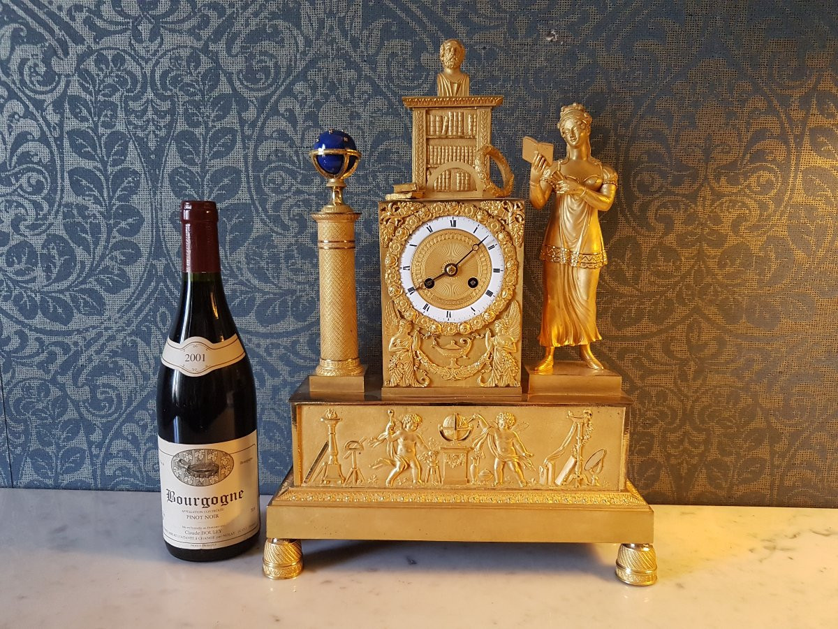Gilt Bronze Clock. Empire. Sign: Coeur Pere A Paris. -photo-2