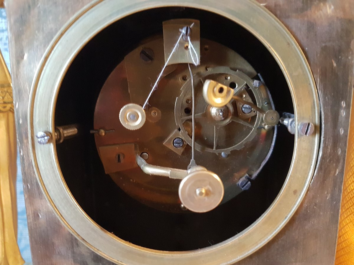 Gilt Bronze Clock. Empire. Sign: Coeur Pere A Paris. -photo-3
