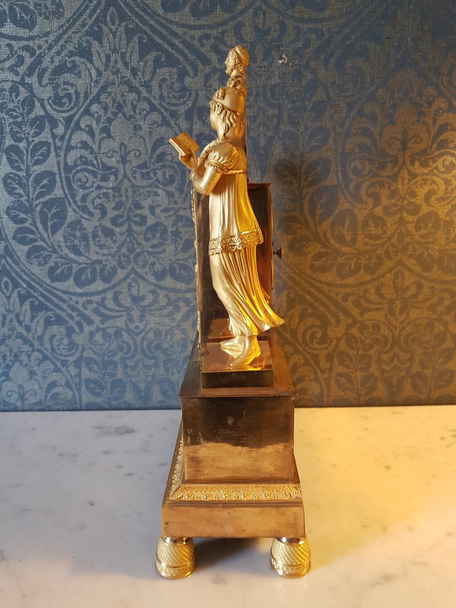 Gilt Bronze Clock. Empire. Sign: Coeur Pere A Paris. -photo-3