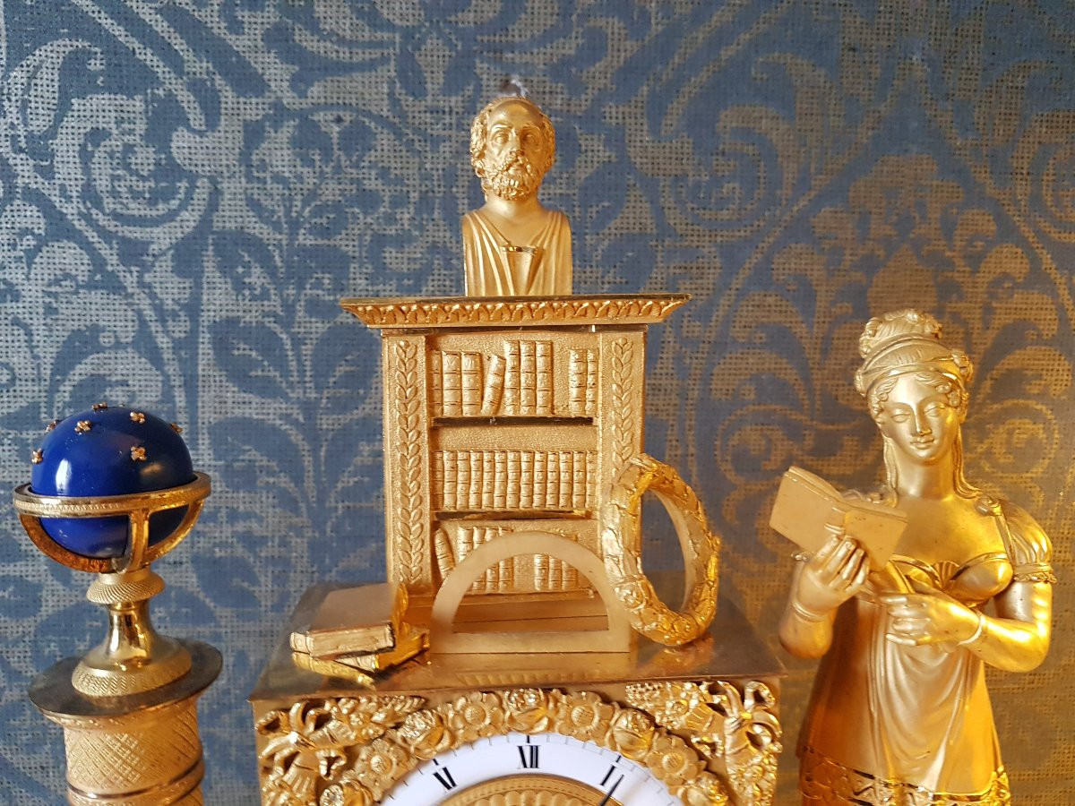 Gilt Bronze Clock. Empire. Sign: Coeur Pere A Paris. -photo-5