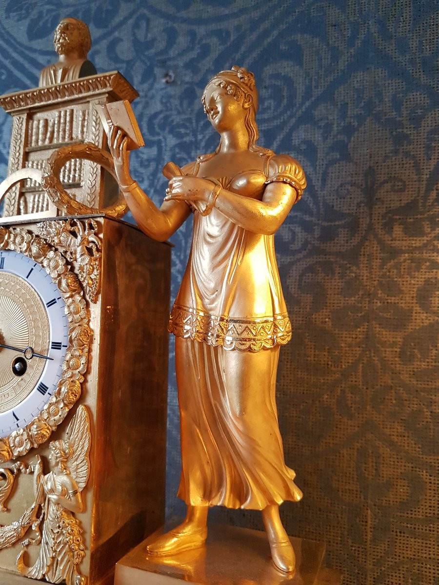 Gilt Bronze Clock. Empire. Sign: Coeur Pere A Paris. -photo-8