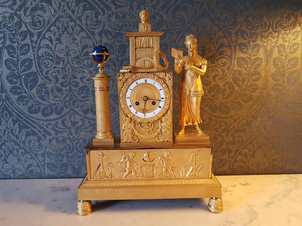 Gilt Bronze Clock. Empire. Sign: Coeur Pere A Paris. 