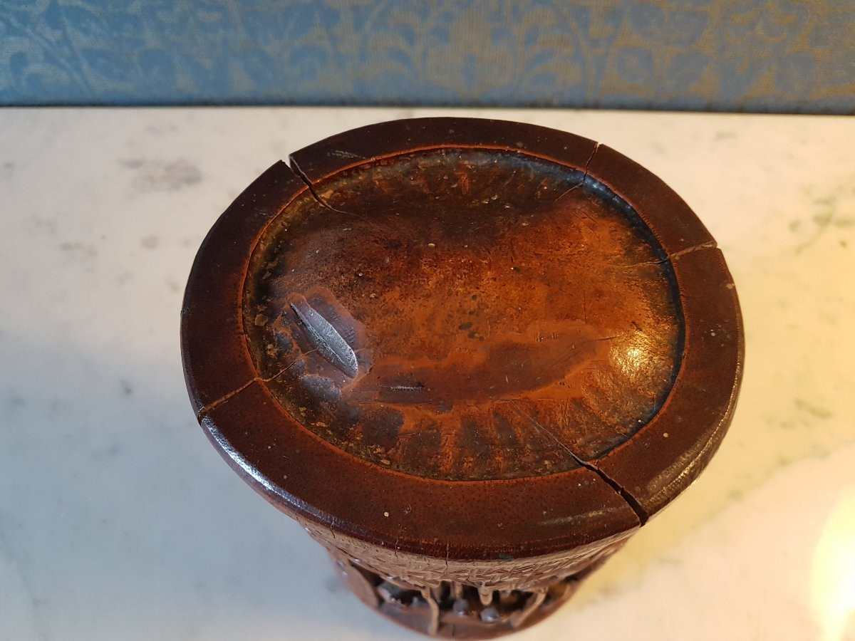 Pot 'a pinceaux  en bamboe.  China 19 -eme. -photo-4