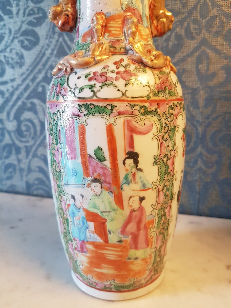 Pair Of Chinese Porcelain Vases. Canton. 19th Century. -photo-2