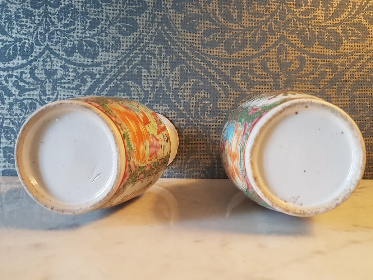 Pair Of Chinese Porcelain Vases. Canton. 19th Century. -photo-3