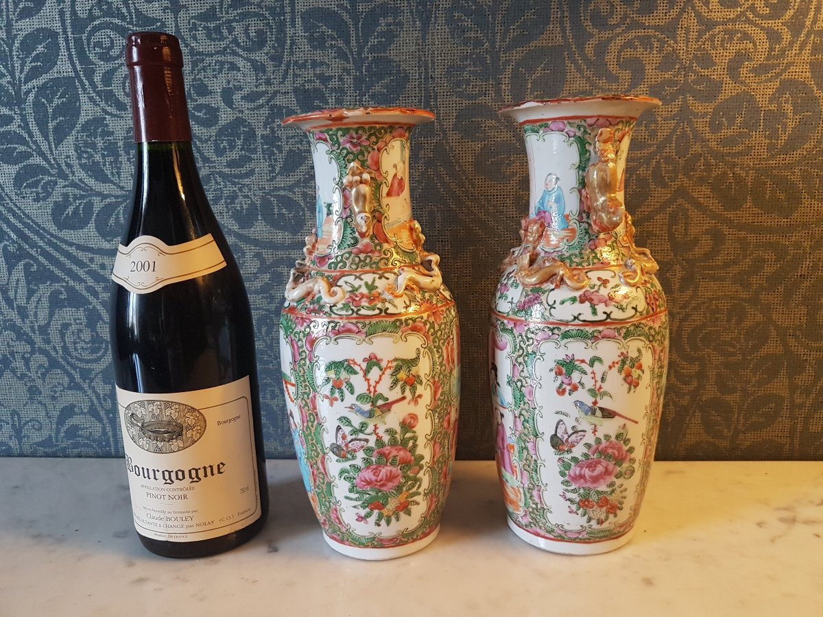 Pair Of Chinese Porcelain Vases. Canton. 19th Century. -photo-4