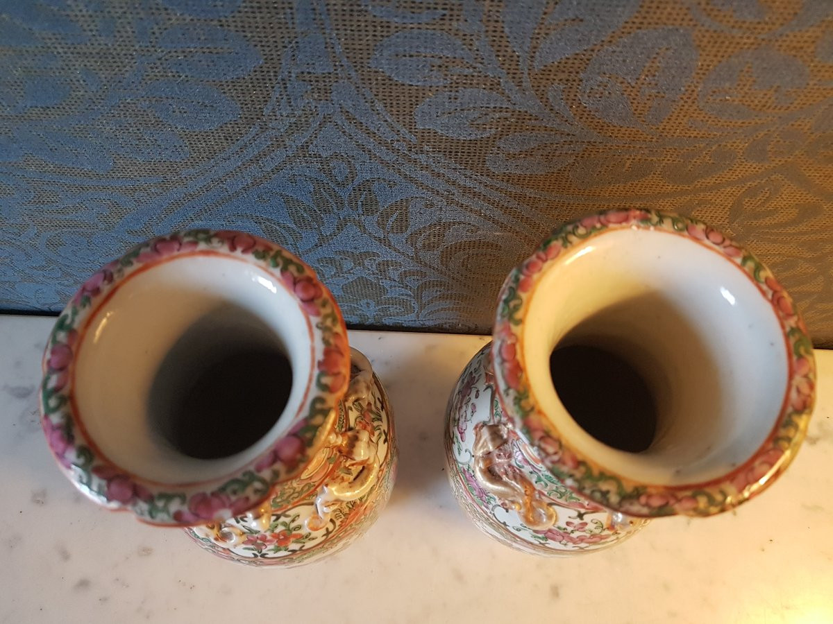 Pair Of Chinese Porcelain Vases. Canton. 19th Century. -photo-6