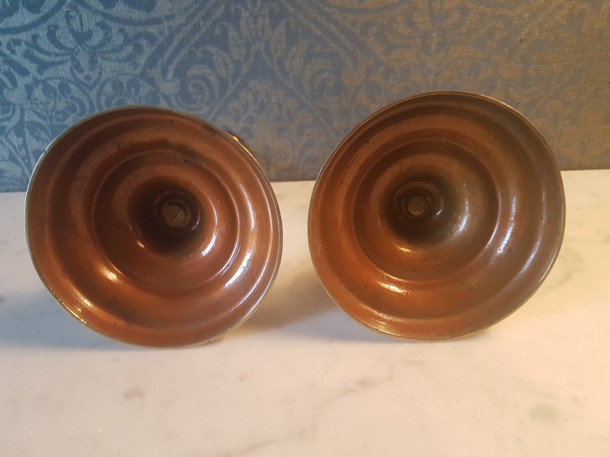 Pair Of Bronze Candlesticks. Louis XVI Style. 19th Century. -photo-2
