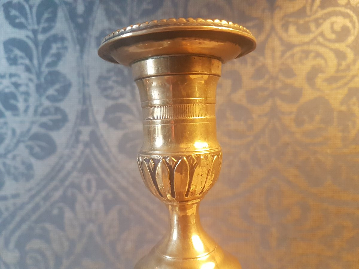 Pair Of Bronze Candlesticks. Louis XVI Style. 19th Century. -photo-3