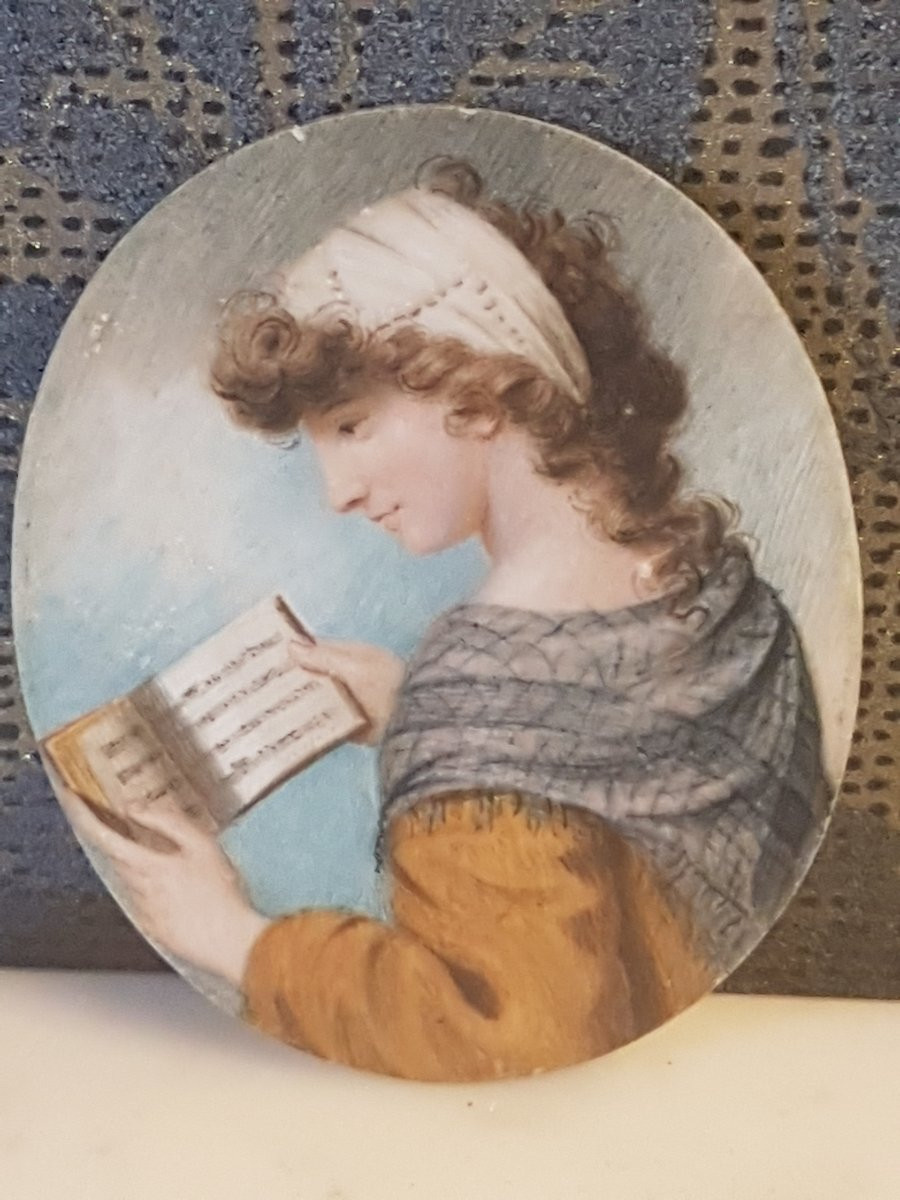 Miniature Portrait, Painted On Ivory, 19th Century. -photo-4