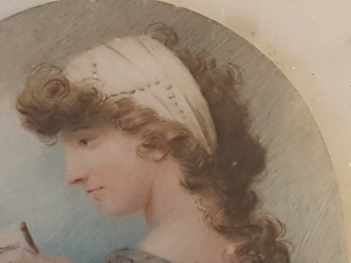 Miniature Portrait, Painted On Ivory, 19th Century. -photo-4