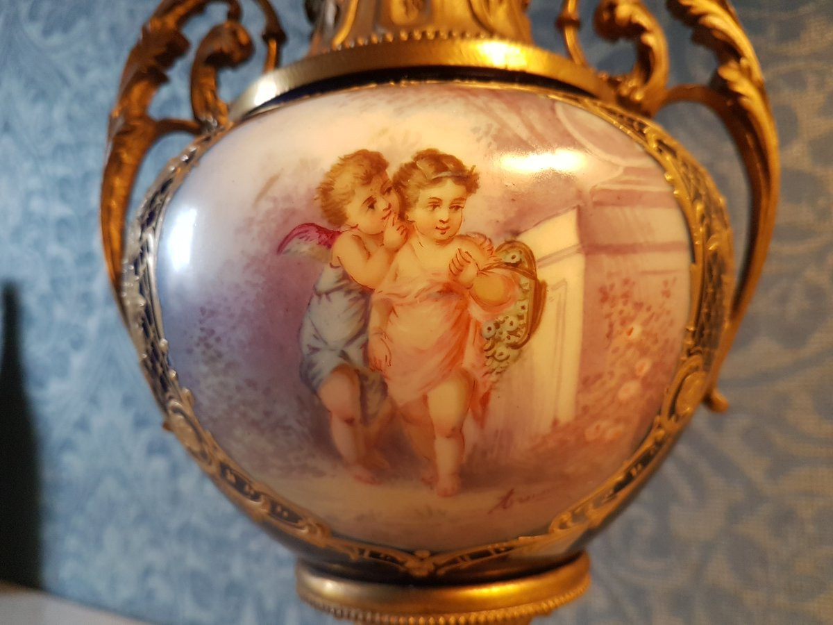 Large Bronze And Sevres Porcelain Vase. 19th Century. -photo-4