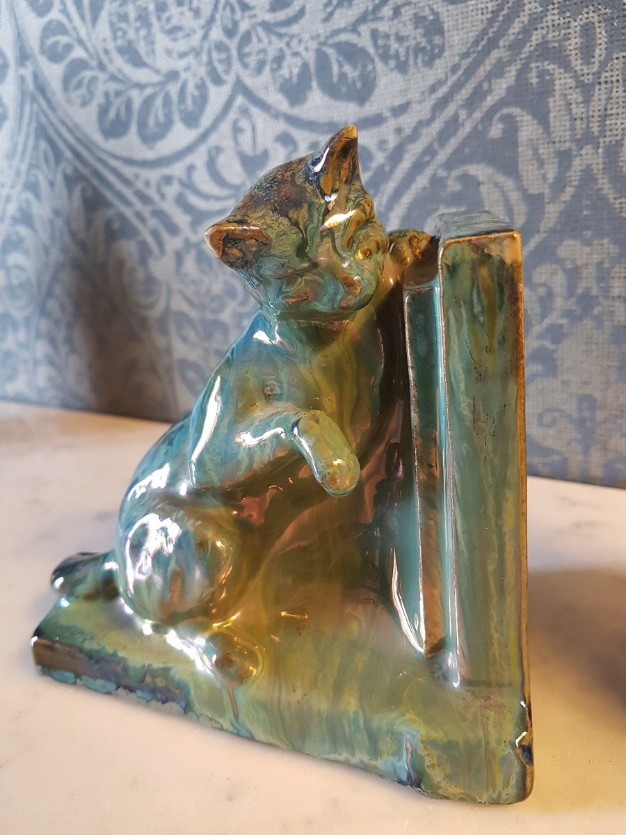Pair Of Earthenware Bookends. Signed 'a. Schneider'. -photo-2