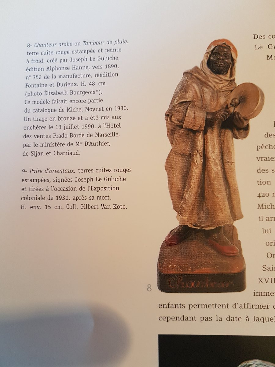 Arab Singer Sculpture By Joseph Le Guluche. Terracotta. 19th Century. -photo-2