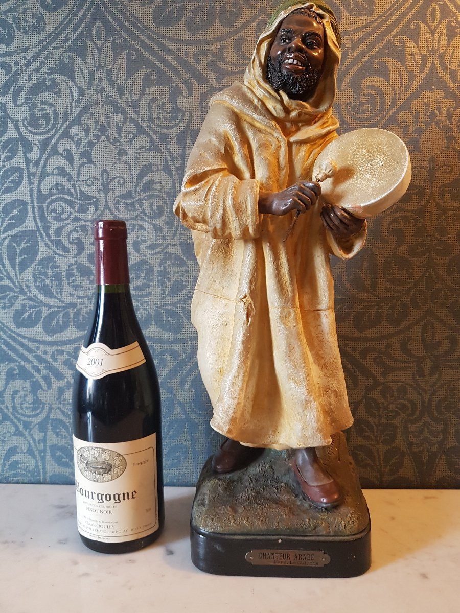 Arab Singer Sculpture By Joseph Le Guluche. Terracotta. 19th Century. -photo-3