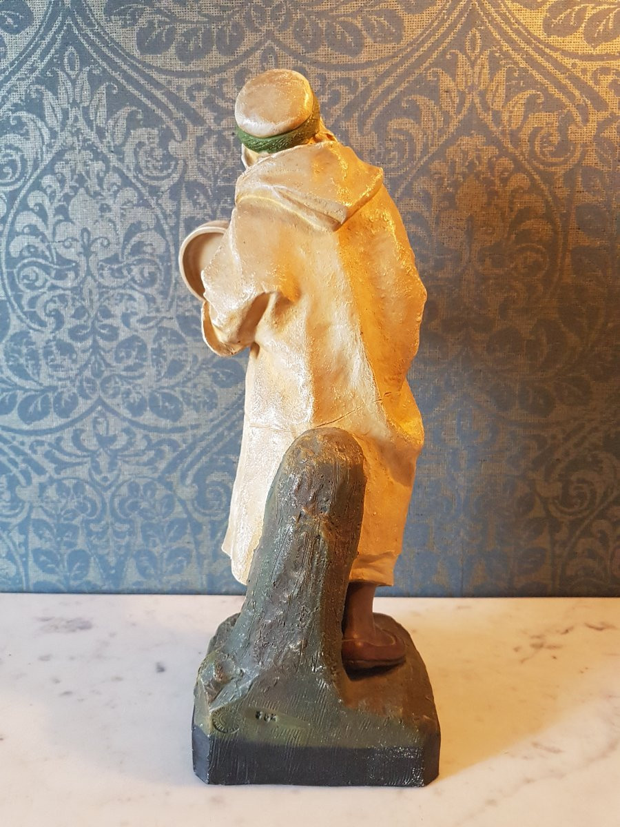 Arab Singer Sculpture By Joseph Le Guluche. Terracotta. 19th Century. -photo-5