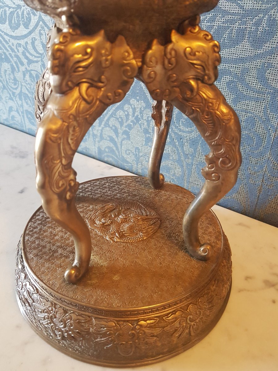 Brule- parfum (Koro) en bronze.  Japon  Meiji-period.  19eme. -photo-8