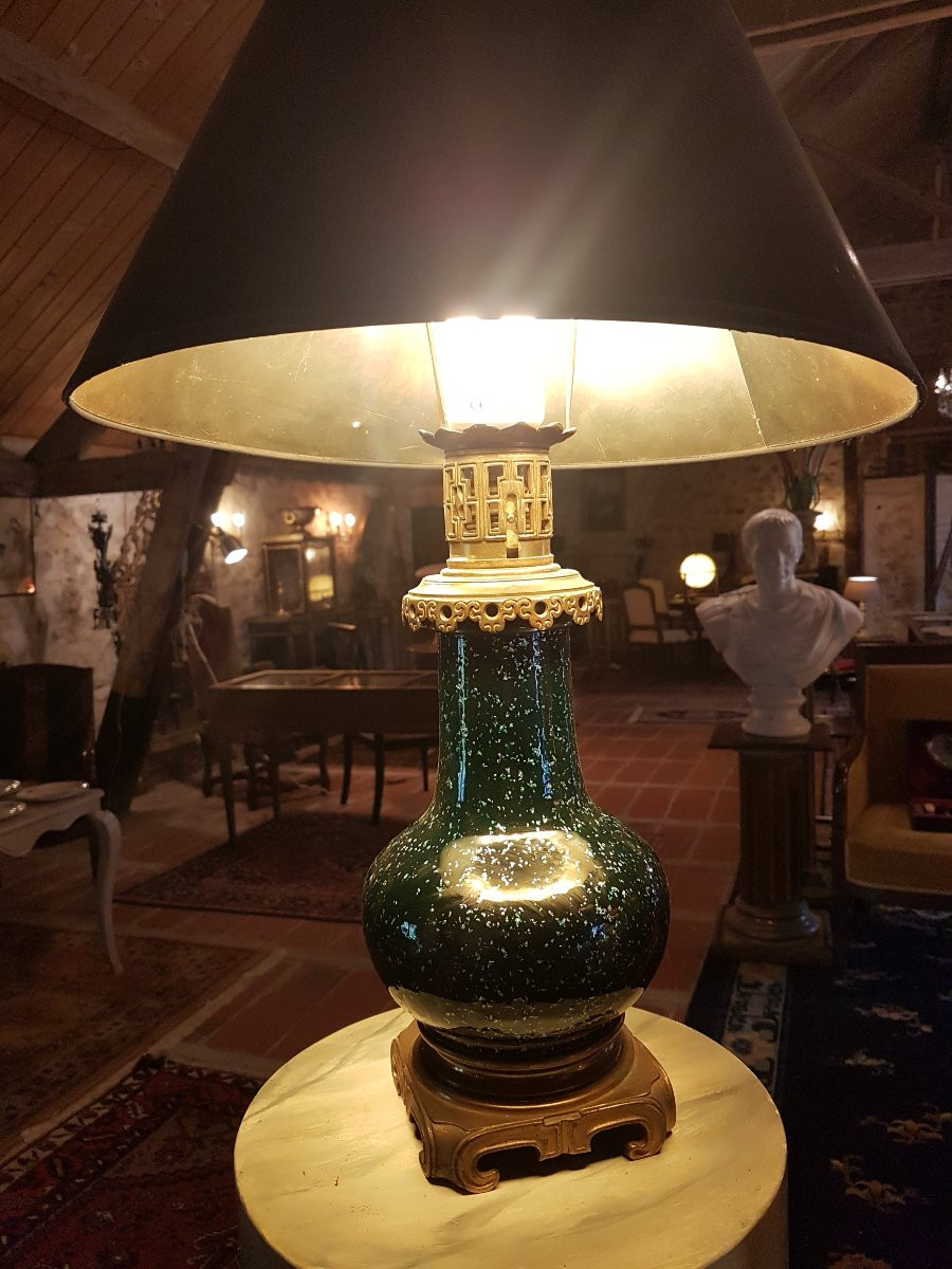Lampe  chinoiserie  electrifie. 19eme. -photo-4