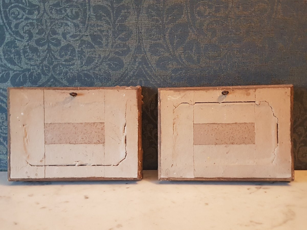 Paire  Aquarelles, signe  Mesny 1823. -photo-1