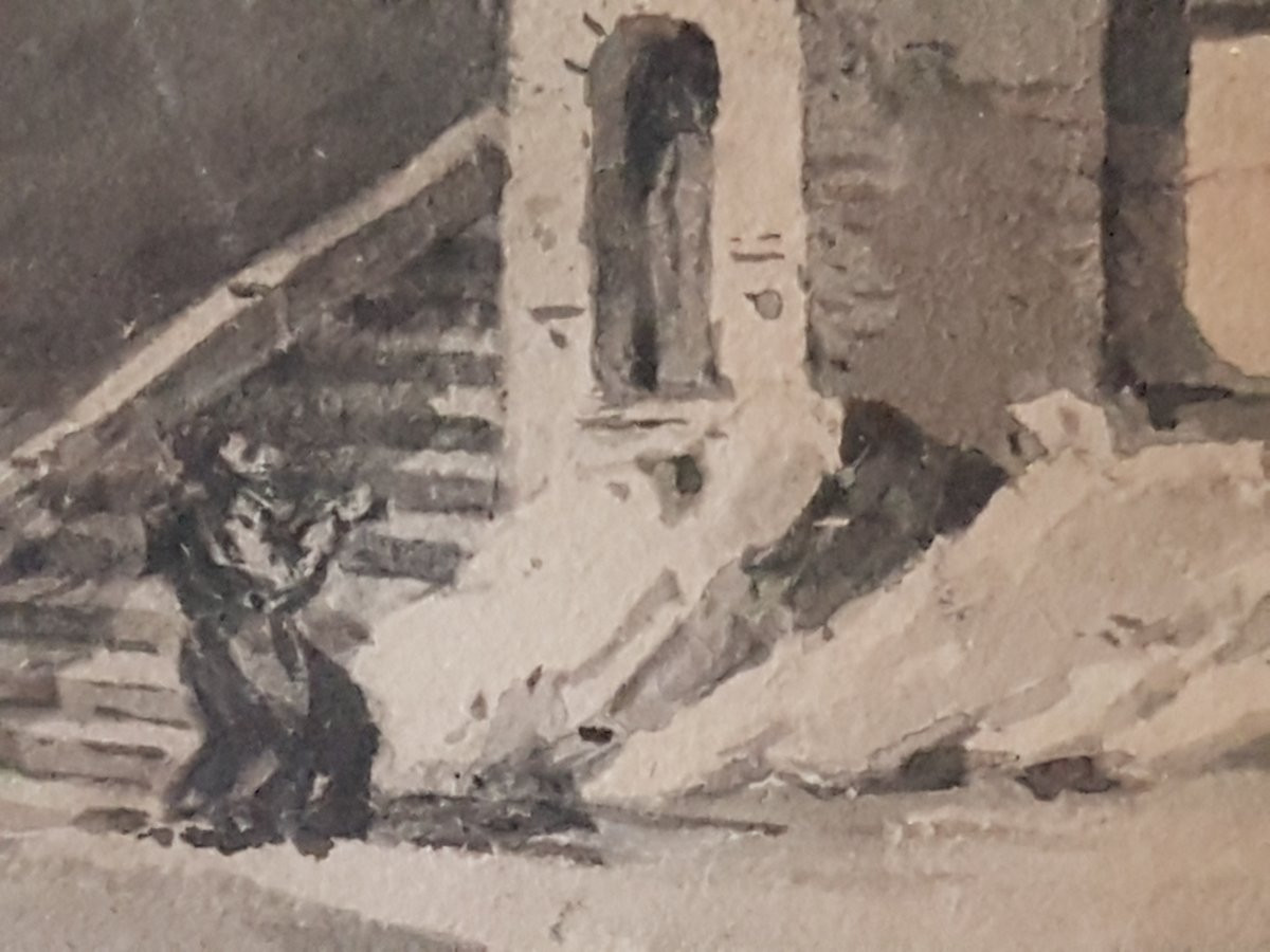 Paire  Aquarelles, signe  Mesny 1823. -photo-2