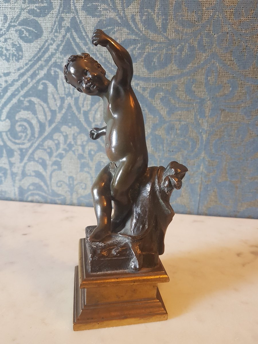 Sculpture en bronze  representant  " putti  dance' ".  19- eme. -photo-6