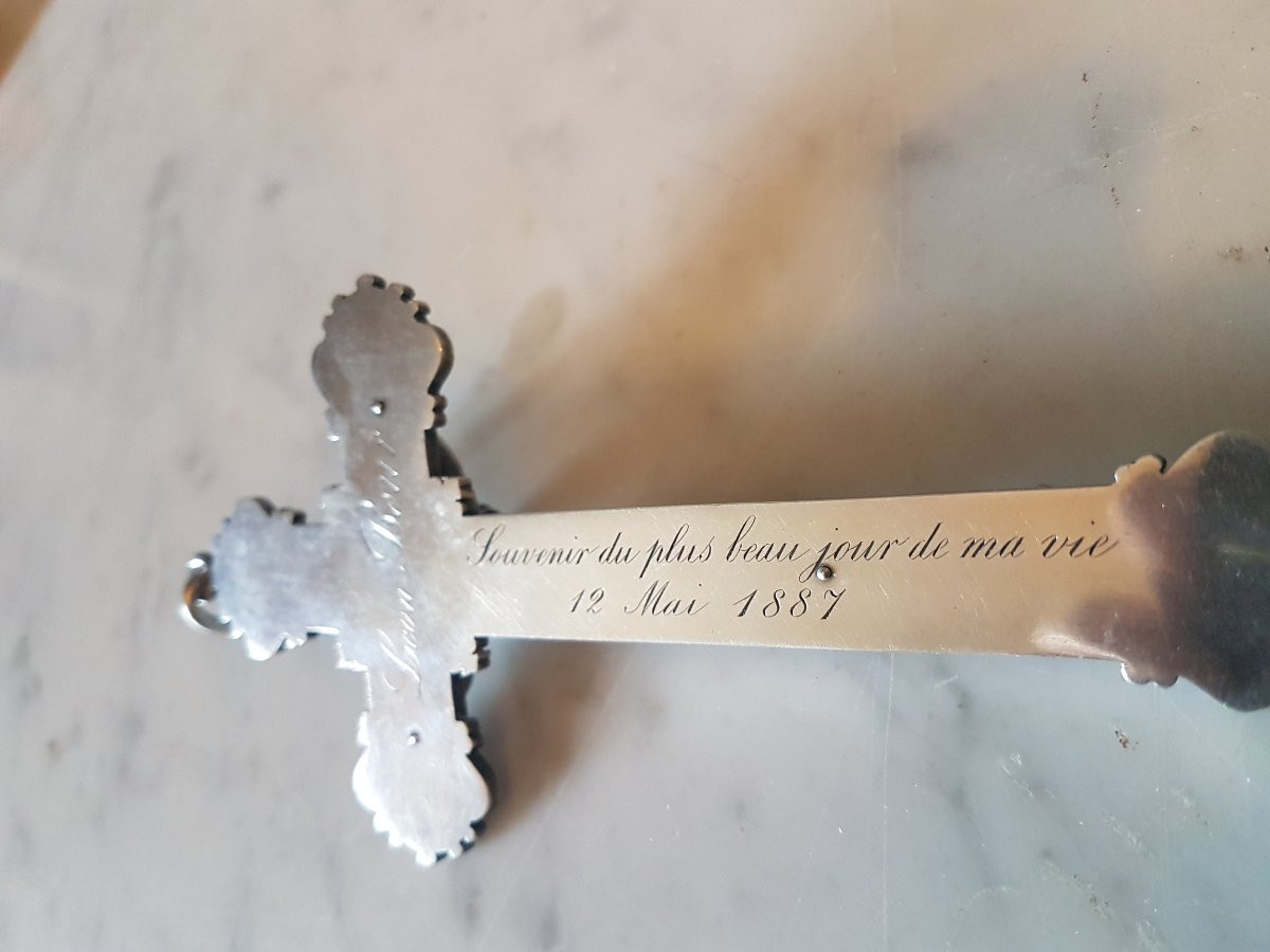 Crucifix In Solid Silver. Napoleon III. -photo-2