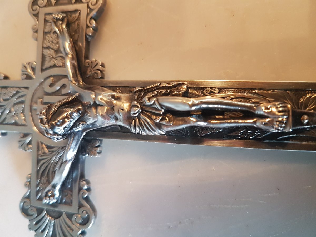 Crucifix In Solid Silver. Napoleon III. -photo-1