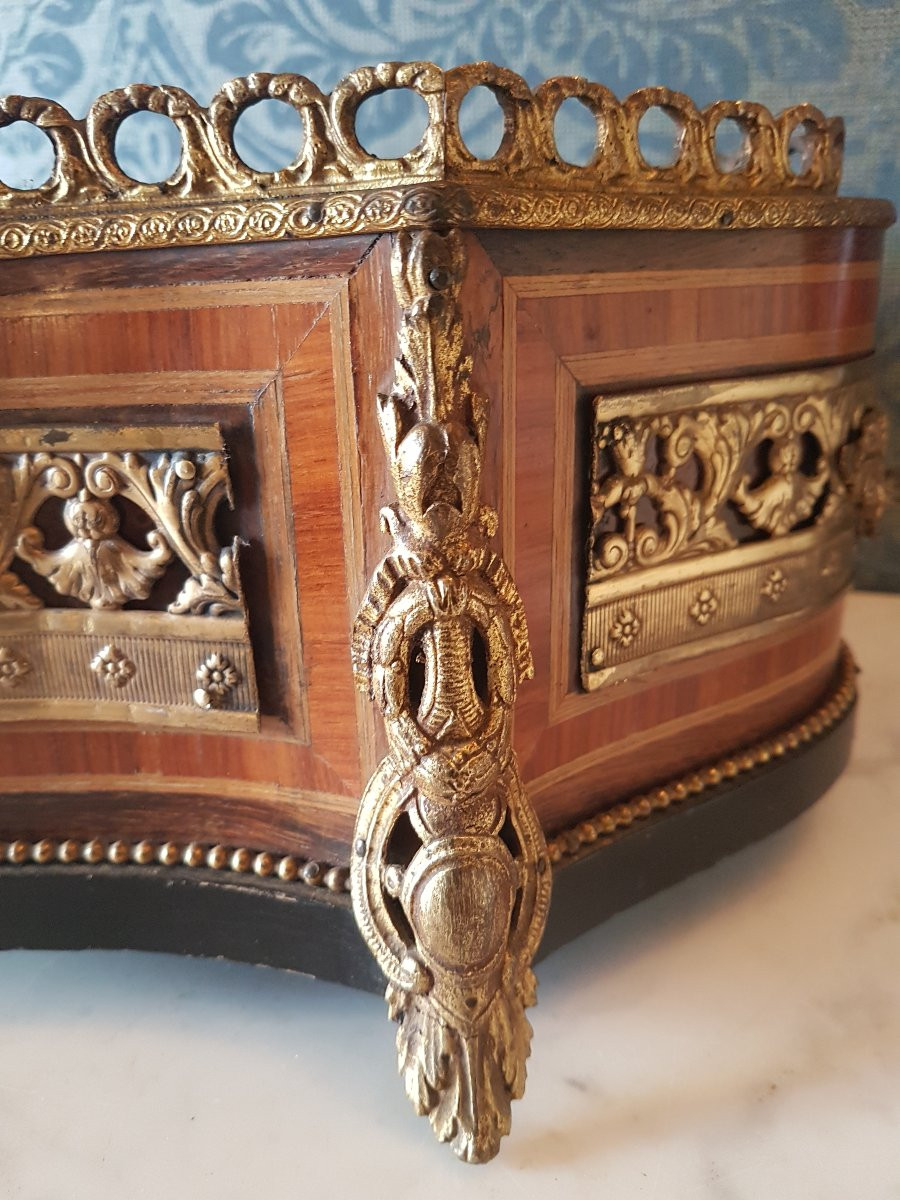 Wooden And Bronze Planter, Napoleon III, 19th Century. -photo-2