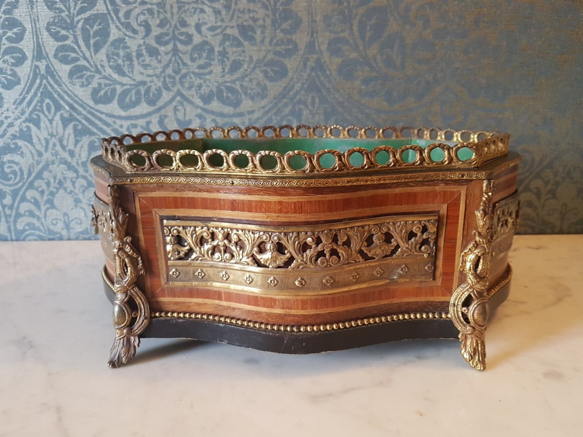 Wooden And Bronze Planter, Napoleon III, 19th Century. 