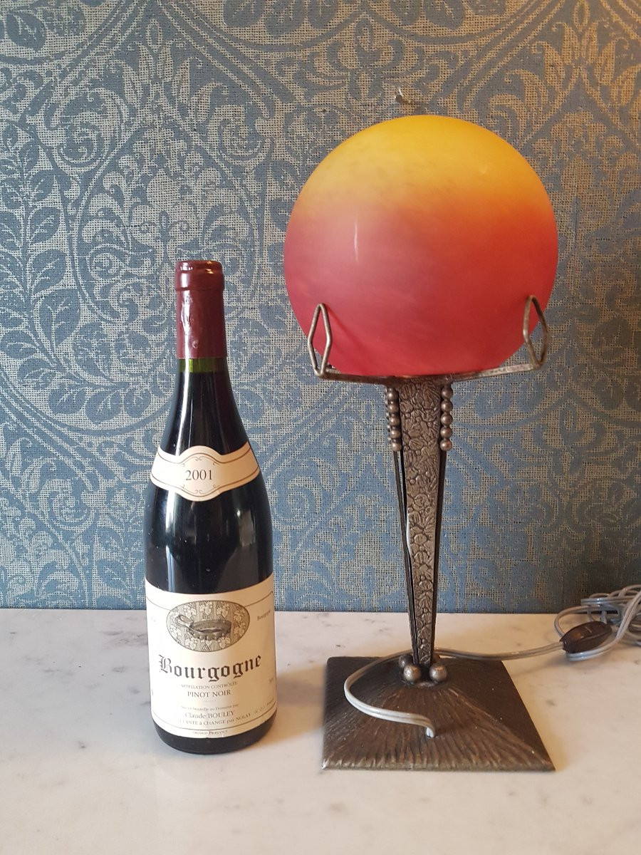 Metal And Glass Lamp. Art Deco, 20th Century. -photo-4