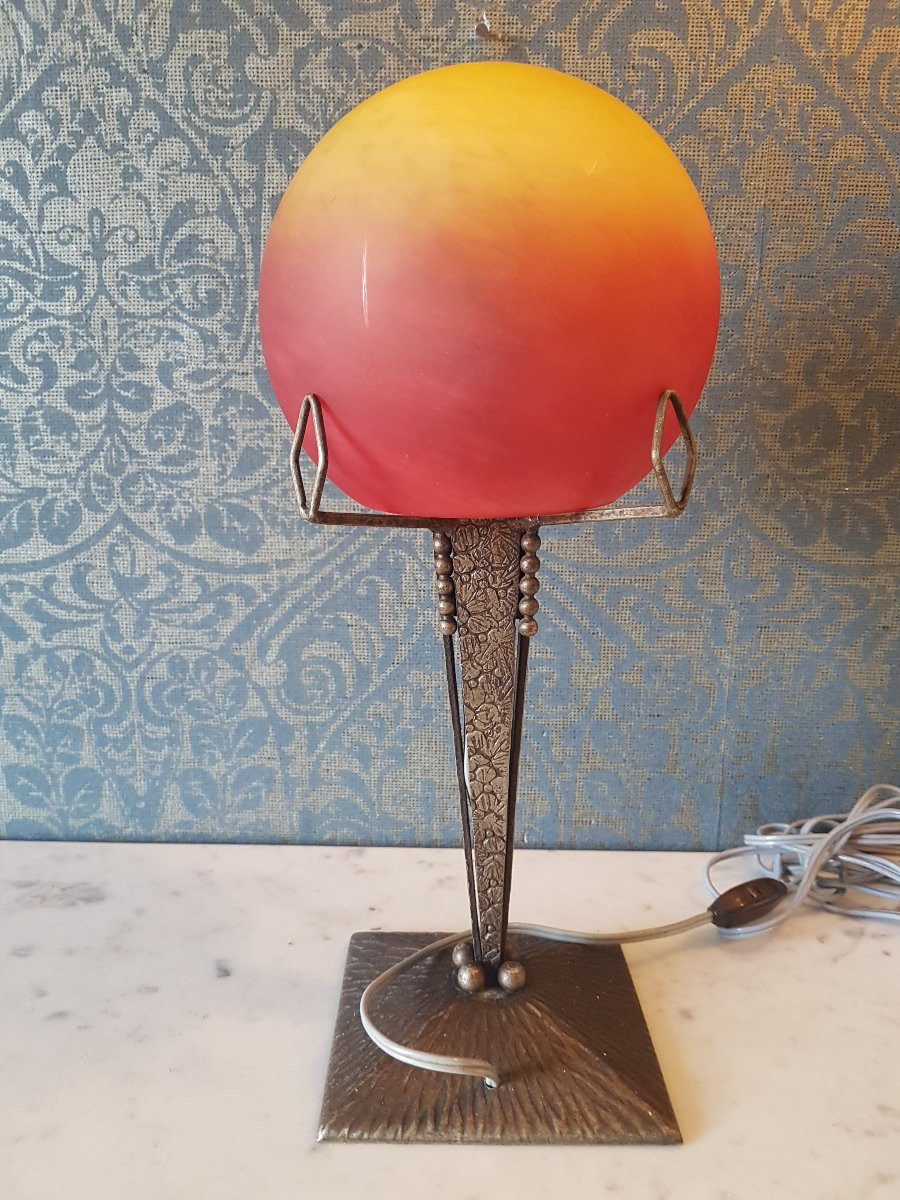 Metal And Glass Lamp. Art Deco, 20th Century. -photo-3