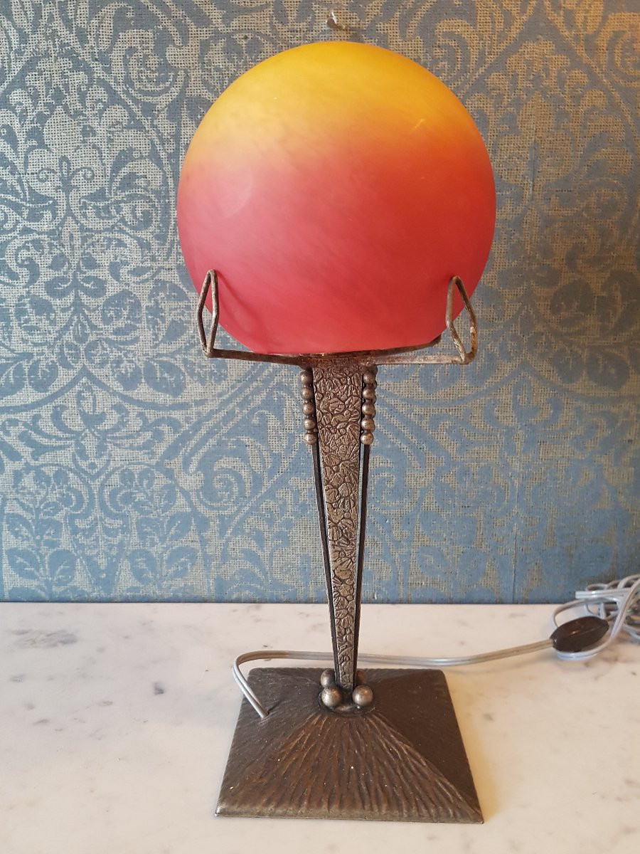 Metal And Glass Lamp. Art Deco, 20th Century. -photo-4